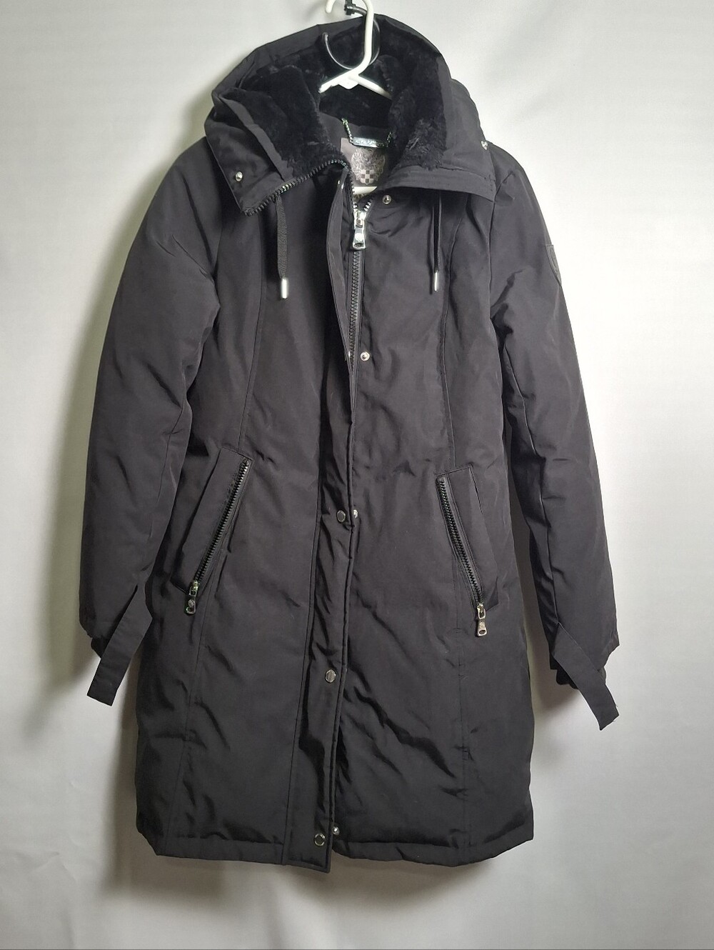 Womens Black Hooded Winter Parka Jacket - Classic Warm Coat